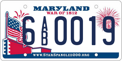 MD license plate 6AB0019