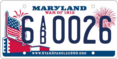 MD license plate 6AB0026