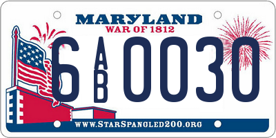 MD license plate 6AB0030