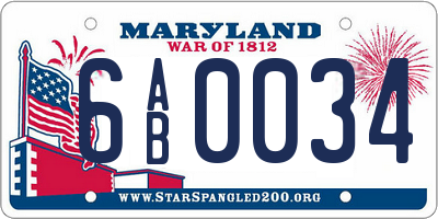 MD license plate 6AB0034