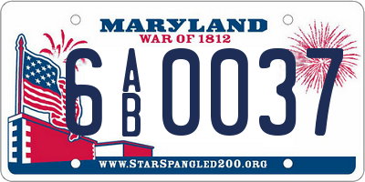 MD license plate 6AB0037