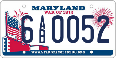 MD license plate 6AB0052