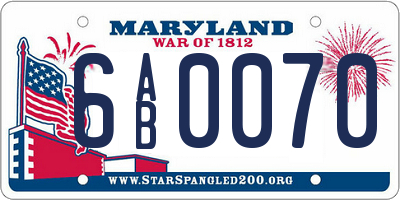 MD license plate 6AB0070