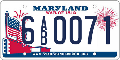 MD license plate 6AB0071