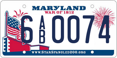 MD license plate 6AB0074