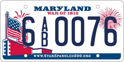 MD license plate 6AB0076