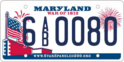 MD license plate 6AB0080