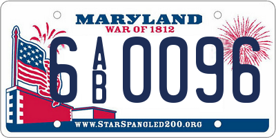 MD license plate 6AB0096