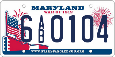 MD license plate 6AB0104