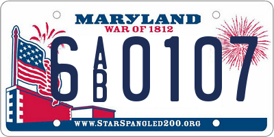 MD license plate 6AB0107