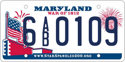 MD license plate 6AB0109