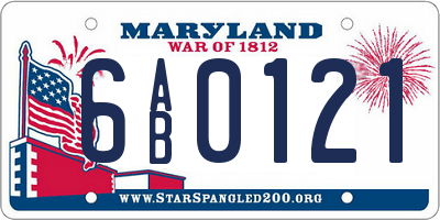 MD license plate 6AB0121