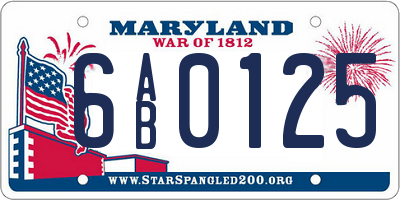 MD license plate 6AB0125