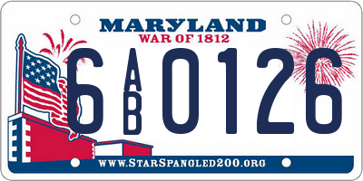 MD license plate 6AB0126