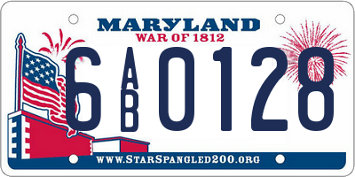 MD license plate 6AB0128