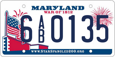MD license plate 6AB0135