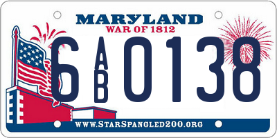 MD license plate 6AB0138
