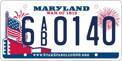 MD license plate 6AB0140