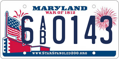 MD license plate 6AB0143
