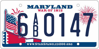 MD license plate 6AB0147