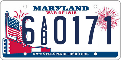 MD license plate 6AB0171