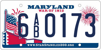 MD license plate 6AB0173