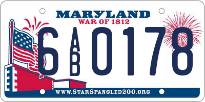 MD license plate 6AB0178
