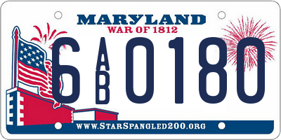 MD license plate 6AB0180