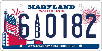 MD license plate 6AB0182