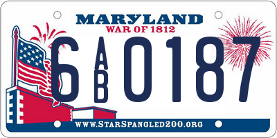 MD license plate 6AB0187