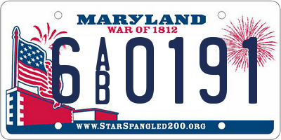MD license plate 6AB0191