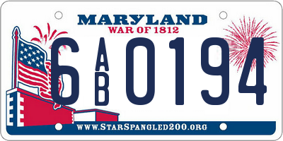 MD license plate 6AB0194