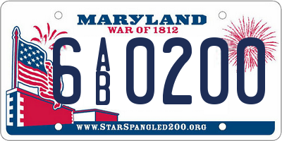 MD license plate 6AB0200