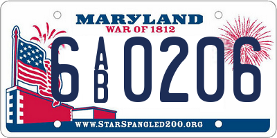 MD license plate 6AB0206