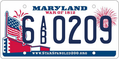 MD license plate 6AB0209