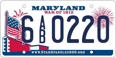 MD license plate 6AB0220
