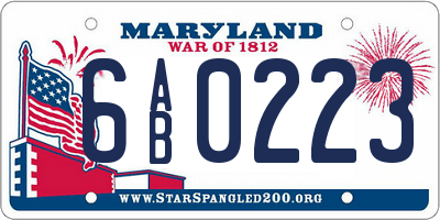 MD license plate 6AB0223
