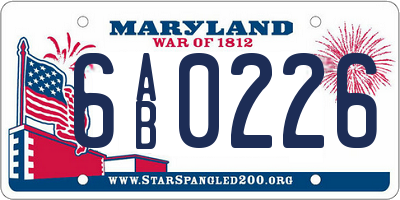 MD license plate 6AB0226