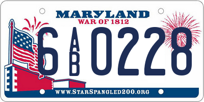 MD license plate 6AB0228