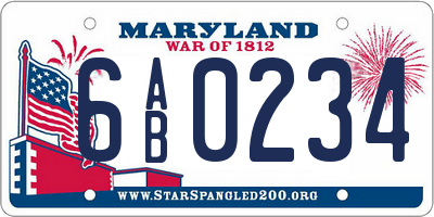MD license plate 6AB0234