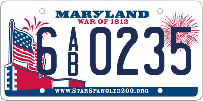 MD license plate 6AB0235