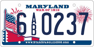 MD license plate 6AB0237