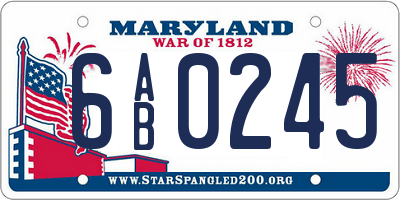 MD license plate 6AB0245