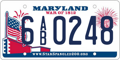 MD license plate 6AB0248