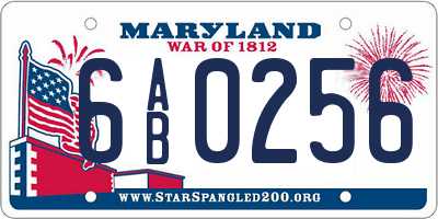 MD license plate 6AB0256