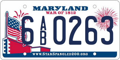 MD license plate 6AB0263