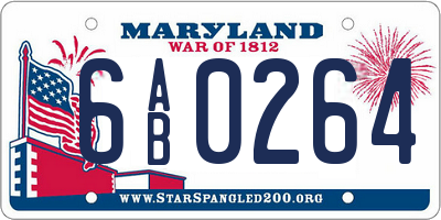 MD license plate 6AB0264