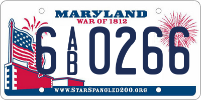 MD license plate 6AB0266