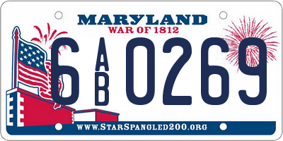 MD license plate 6AB0269