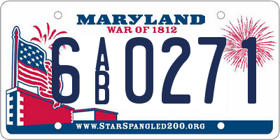MD license plate 6AB0271